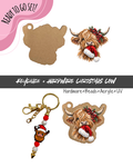 #100B HARDWARE, BEAD + KEYCHAIN KIT- "Christmas Cow"- FOCAL SHAPE BEAD+ UV DTF + Acrylic Blank