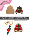 #101B HARDWARE, BEAD + KEYCHAIN KIT- "Christmas Red Truck"- FOCAL SHAPE BEAD+ UV DTF + Acrylic Blank