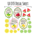 11"x11"- #80-Jar Labels Summer Fruit- UV DTF Decal SHEET