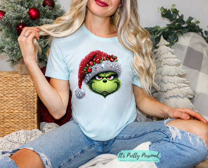 #124 DTF Print- Christmas Green Guy Bling