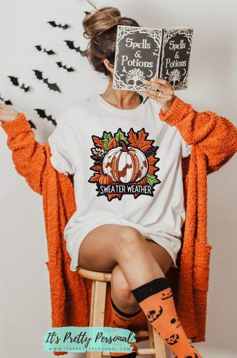 #132 DTF Print- Fall Sweater Weather Faux Stitching