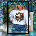 #144 GLITTER SHIRT DTF- Skull Christmas Floral *read listing.
