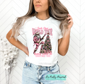 #153 DTF Print-Winter Christmas Pink Rocking Santa