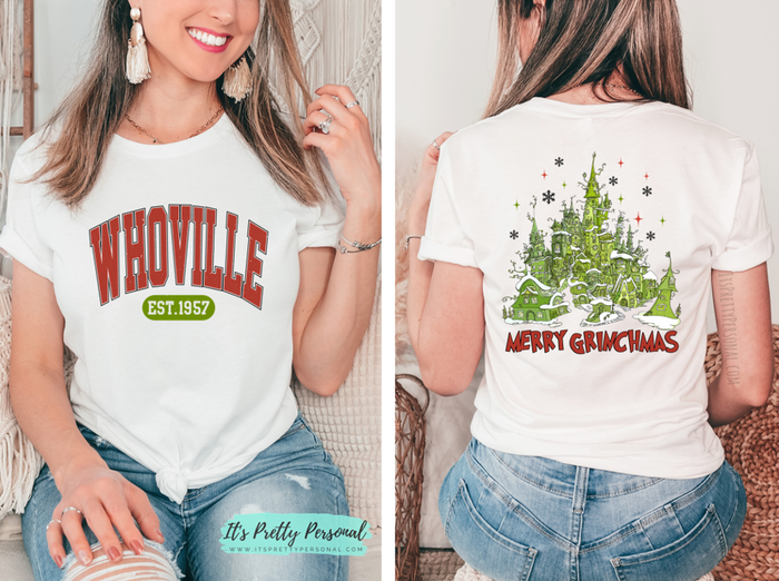 #178 DTF Print- Christmas Green Guy Whoville Front + Back Combo