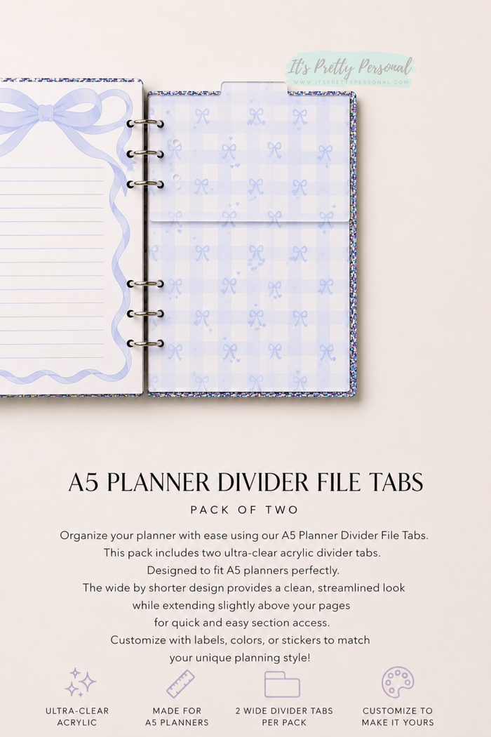 #19- File Planner Divider- 2 pieces total (*made for Large A5 Planner)