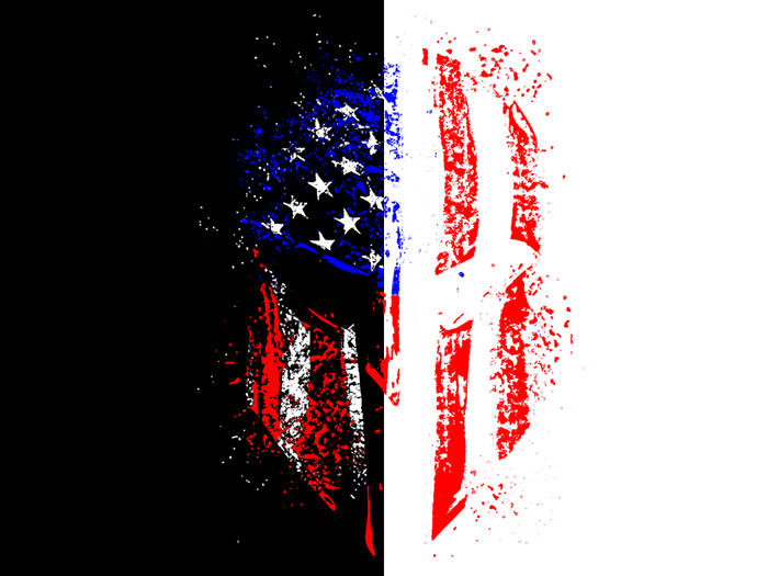 #205 DTF Print- Spartan Flag- Half Tone (FOR BLACK SHIRTS ONLY)