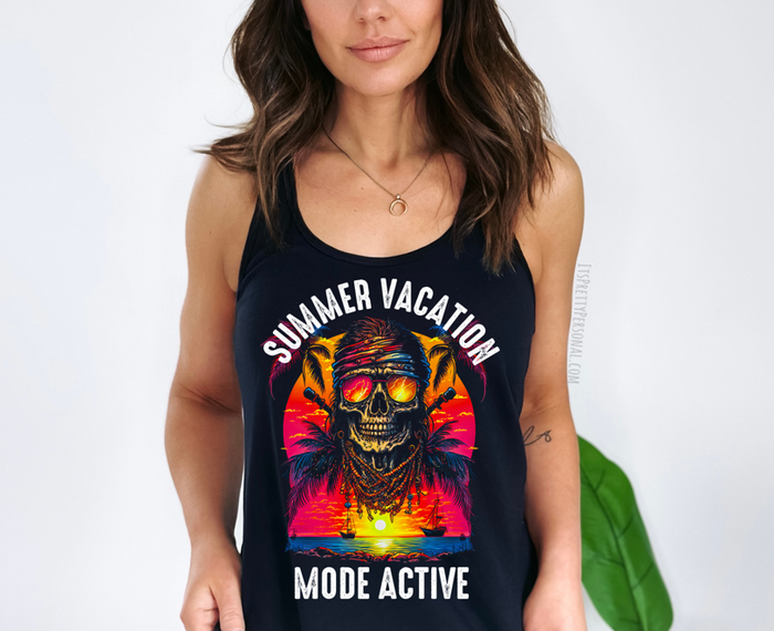 #206 DTF Print- Summer Vacation- Half Tone (FOR BLACK SHIRTS ONLY)