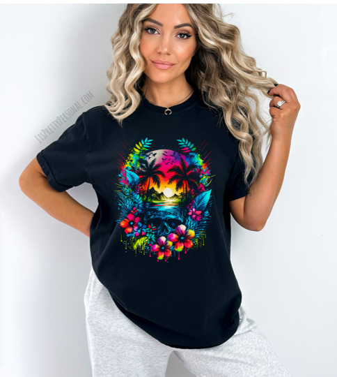 #213  DTF Print- Neon Summer - Half Tone (FOR BLACK SHIRTS ONLY)