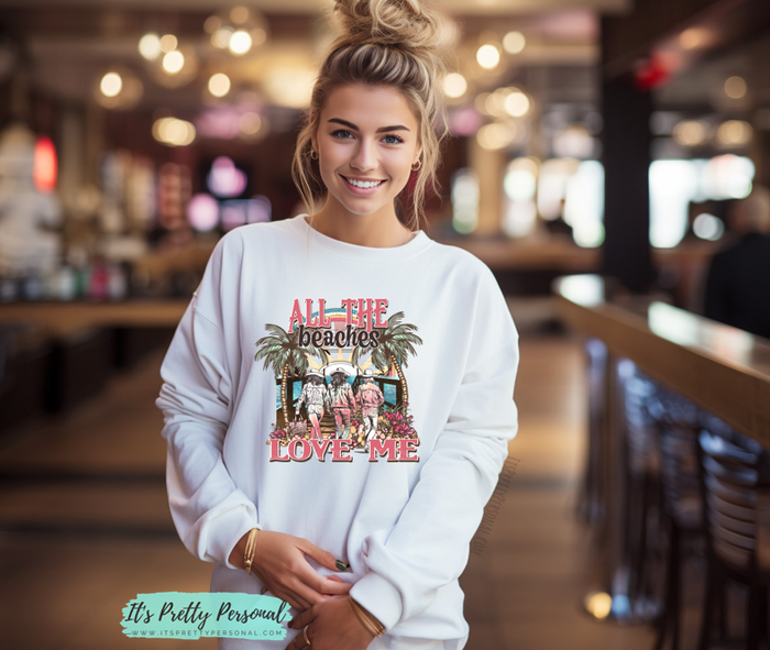 #217 DTF Print-Nautical Coastal Cowgirl All Beaches Love Me
