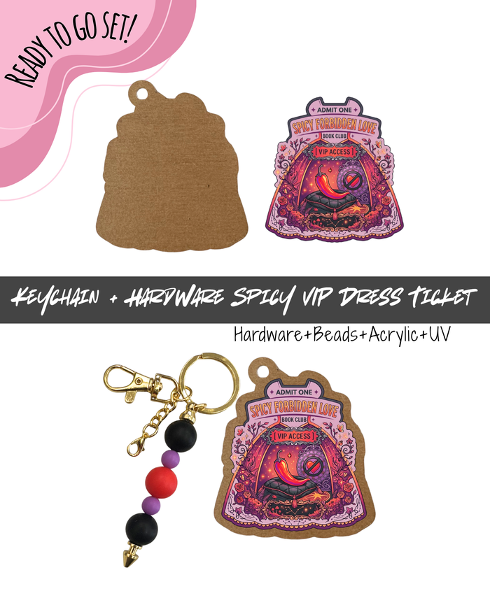 #2B HARDWARE, BEAD + KEYCHAIN KIT- "Spicy VIP Dress"- UV DTF + Acrylic Blank