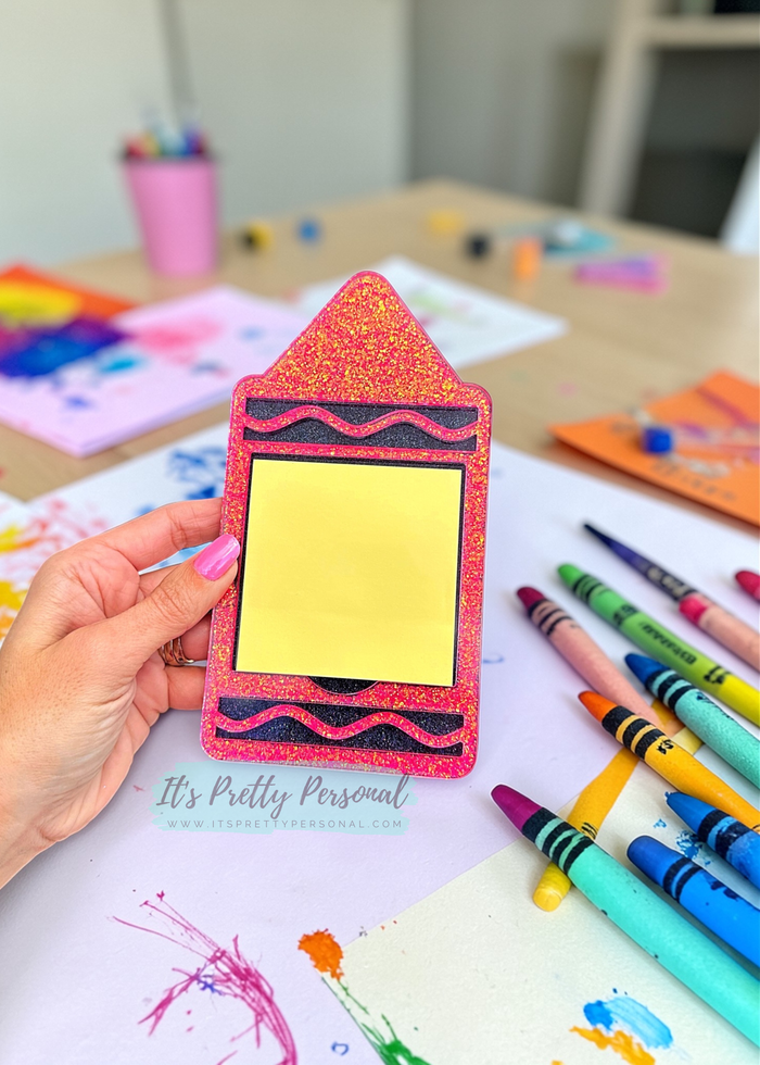 #32- CRAYON STICKY NOTE HOLDER- Acrylic Blank- 3 pieces total