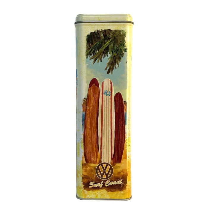 Surfbrett-Dose mit VW-Logo.