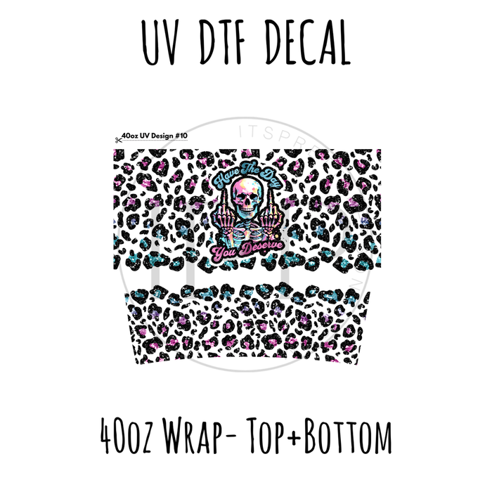 40oz Design #10- Day You Deserve Blue Purple Leopard - Top + Bottom