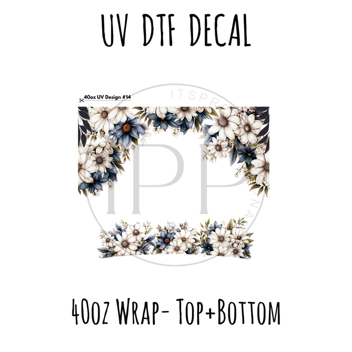 40oz Design #14- Navy Floral - Top + Bottom