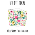 40oz Design #17- Pink Yellow Green Floral - Top + Bottom