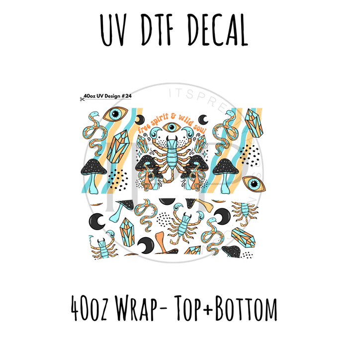 40oz Design #24-Free Spirit Wild Soul- Top + Bottom