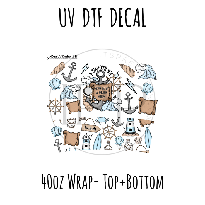 40oz Design #31- Smooth Sea- Top + Bottom