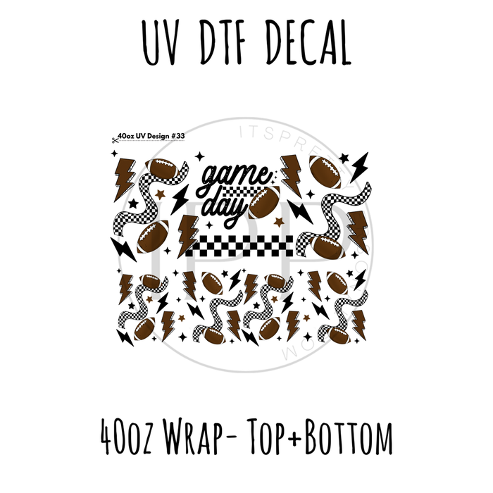 40oz Design #33- Football Game Day- Top + Bottom
