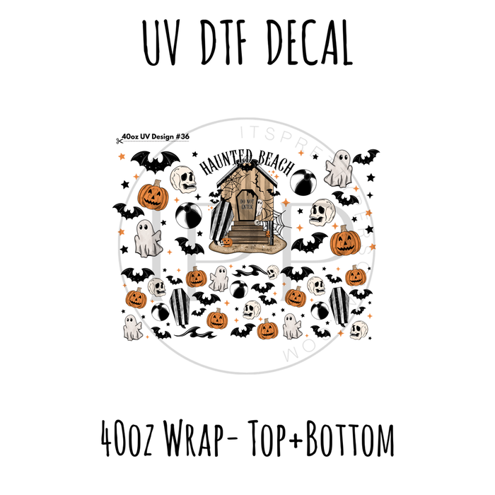 40oz Design #36- Haunted Beach- Top + Bottom