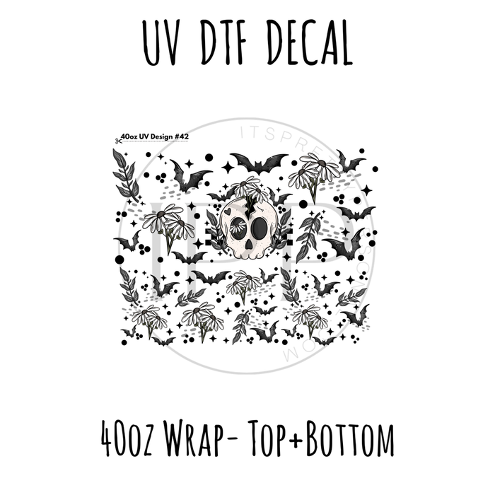 40oz Design #42- Skull Bats - Top + Bottom