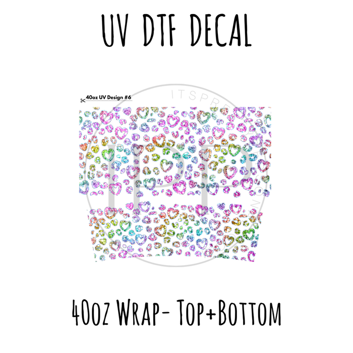 40oz Design #6- Heart Leopard - Top + Bottom