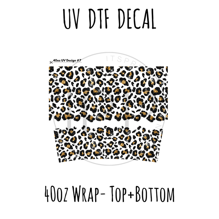 40oz Design #7- Gold Black Leopard - Top + Bottom