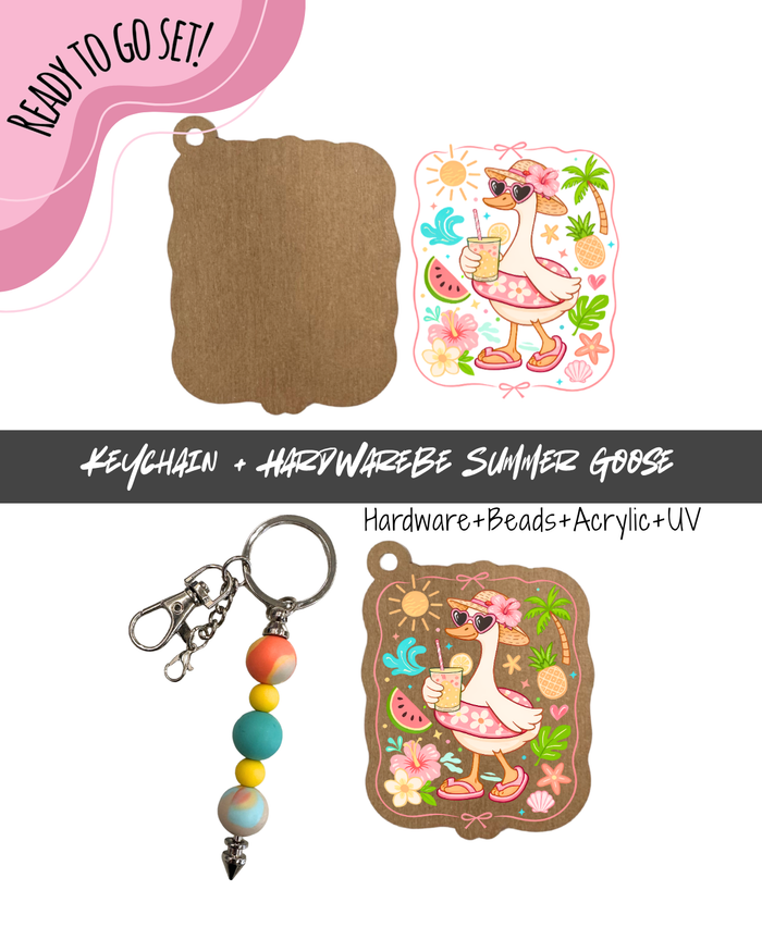 #46B HARDWARE, BEAD + KEYCHAIN KIT- "Summer Goose"- UV DTF + Acrylic Blank