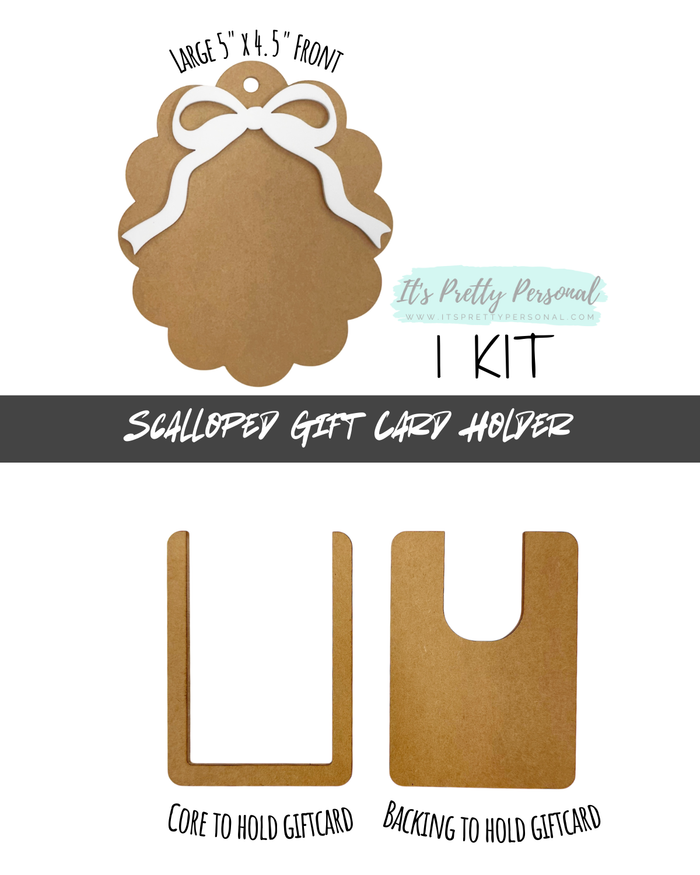 #53-SCALLOPED GIFT CARD HOLDER- Hanging Ornament- 4 pieces total