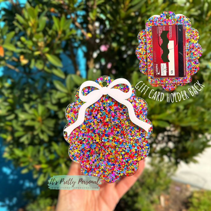 #53-SCALLOPED GIFT CARD HOLDER- Hanging Ornament- 4 pieces total