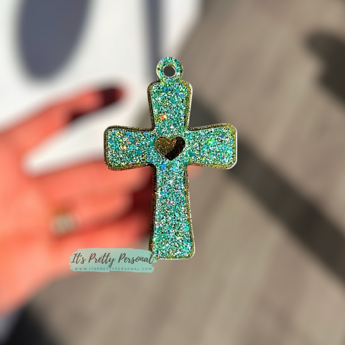 #57-CROSS HEART- Keychain Ornament- 2 pieces total