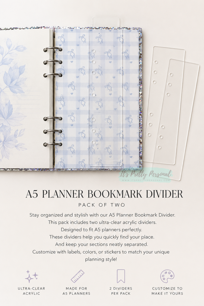 #61- Bookmark Planner Divider (Bookmark style)- 2 pieces total (*made for Large A5 Planner)