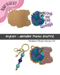 #72B HARDWARE, BEAD + KEYCHAIN KIT- "Peacock Beautiful"- UV DTF + Acrylic Blank