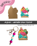#79B HARDWARE, BEAD + KEYCHAIN KIT- "Beach Flamingo"- UV DTF + Acrylic Blank