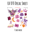 7"x7"- #10-Book Purple Dragon Floral - UV DTF Decal SHEET