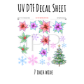 7"x7"- #100- Pastel Poinsettia Christmas  - UV DTF Decal SHEET