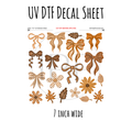 7"x7"- #105- Fall Checkered Bows Cerra Shop- UV DTF Decal SHEET