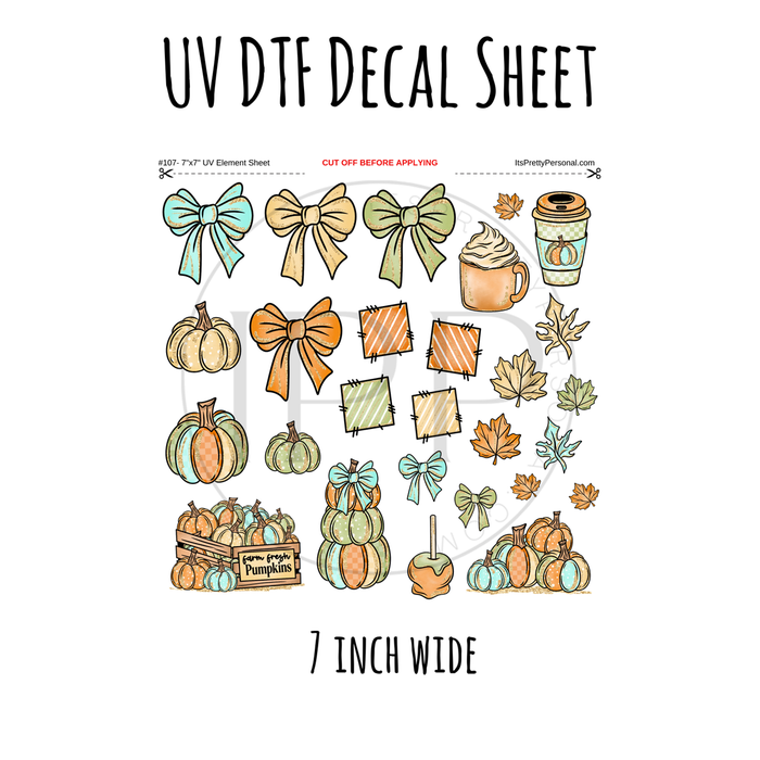 7"x7"- #107- Fall Farm Fresh Pumpkins Cerra Shop- UV DTF Decal SHEET