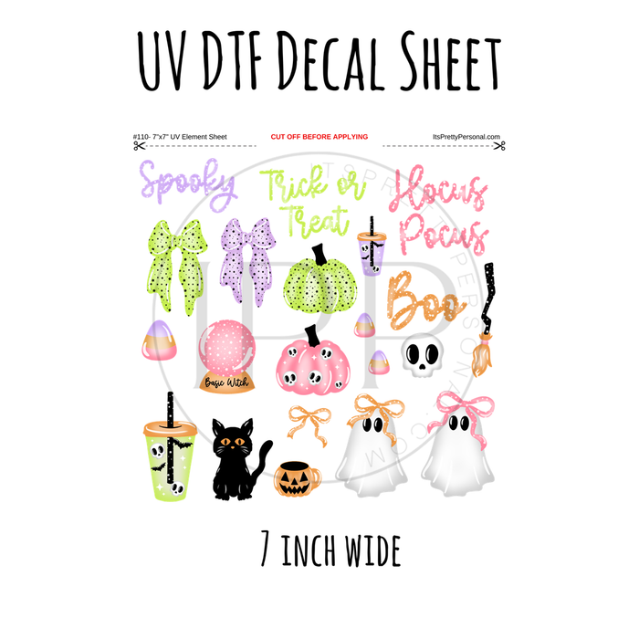 7"x7"- #110- Cute Basic Witch Cerra Shop- UV DTF Decal SHEET