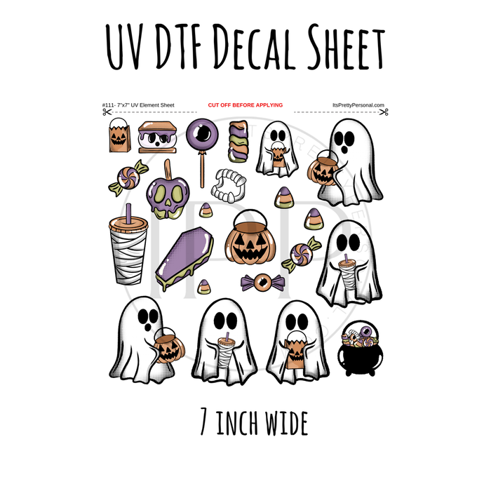 7"x7"- #111- Ghost Trick Or Treat Cerra Shop- UV DTF Decal SHEET