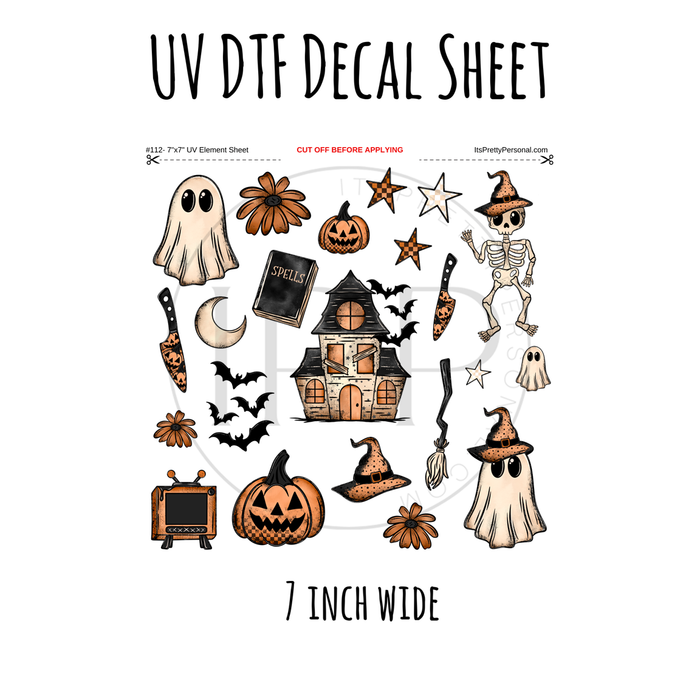 7"x7"- #112- Classic Spooky Haunted House Cerra Shop- UV DTF Decal SHEET
