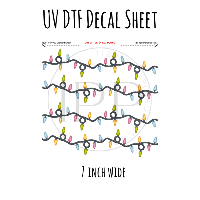 7"x7"- #120- Christmas Light Strings - UV DTF Decal SHEET