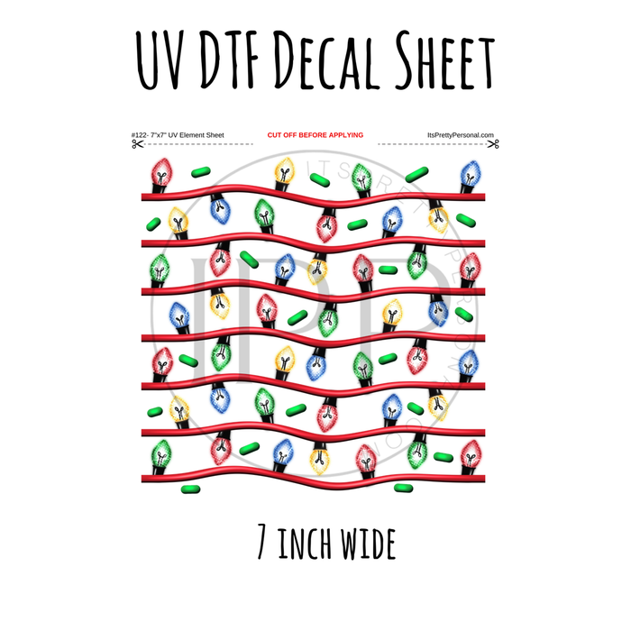 7"x7"- #122- Tree Cake Icing Christmas Lights - UV DTF Decal SHEET