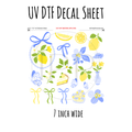 7"x7"- #127- Lemon Floral Butterfly- UV DTF Decal SHEET