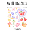 7"x7"- #128- Cherry Ducks Butterfly Floral- UV DTF Decal SHEET