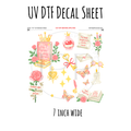 7"x7"- #129- Book Boyfriend Love Floral- UV DTF Decal SHEET