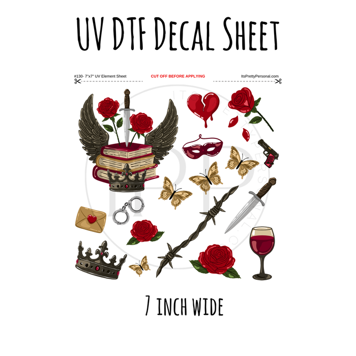 7"x7"- #130- Book Dark Romance- UV DTF Decal SHEET