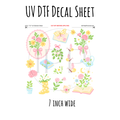 7"x7"- #131- Spring Garden Floral- UV DTF Decal SHEET