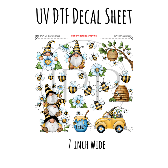 7"x7"- #147- Bee Hive- UV DTF Decal SHEET
