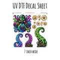 7"x7"- #148- Dark Steam Punk Octopus- UV DTF Decal SHEET