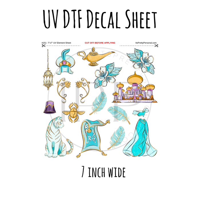7"x7"- #151- Magic Carpet Princess- UV DTF Decal SHEET